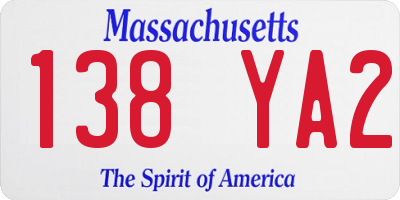 MA license plate 138YA2