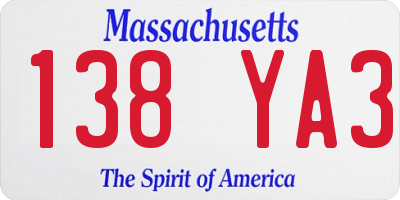 MA license plate 138YA3