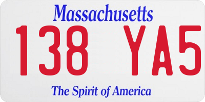MA license plate 138YA5