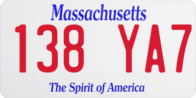 MA license plate 138YA7