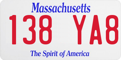 MA license plate 138YA8