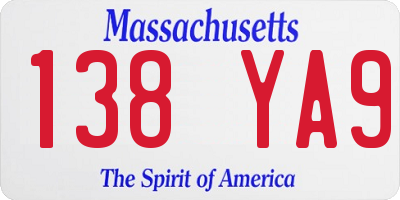 MA license plate 138YA9