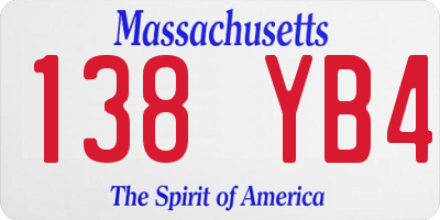 MA license plate 138YB4