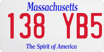 MA license plate 138YB5