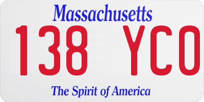 MA license plate 138YC0