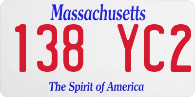 MA license plate 138YC2