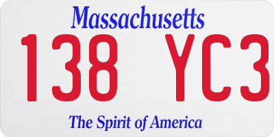 MA license plate 138YC3