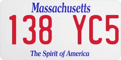 MA license plate 138YC5