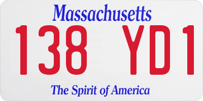 MA license plate 138YD1