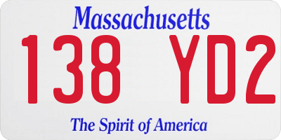 MA license plate 138YD2
