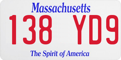 MA license plate 138YD9