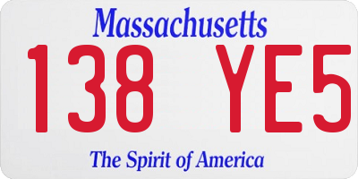 MA license plate 138YE5