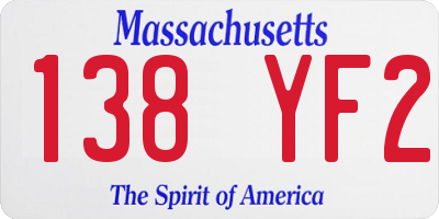 MA license plate 138YF2
