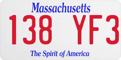MA license plate 138YF3