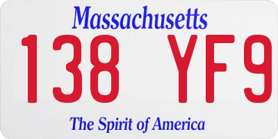 MA license plate 138YF9