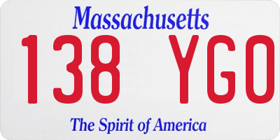 MA license plate 138YG0