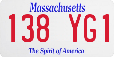 MA license plate 138YG1