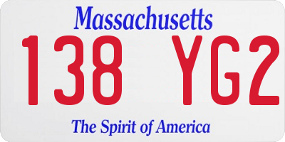 MA license plate 138YG2