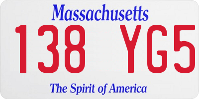 MA license plate 138YG5