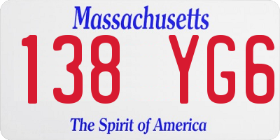 MA license plate 138YG6