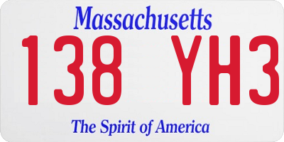 MA license plate 138YH3