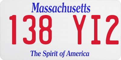 MA license plate 138YI2