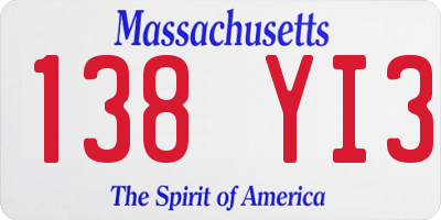 MA license plate 138YI3