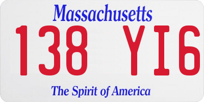 MA license plate 138YI6