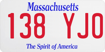 MA license plate 138YJ0