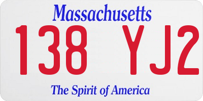 MA license plate 138YJ2