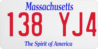 MA license plate 138YJ4