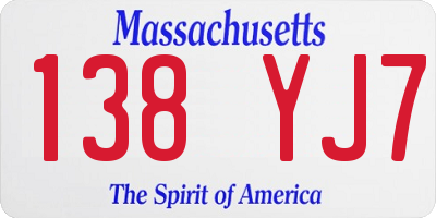 MA license plate 138YJ7