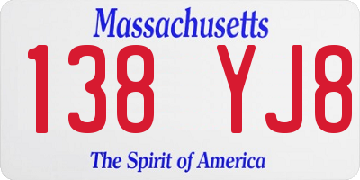 MA license plate 138YJ8