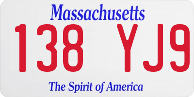 MA license plate 138YJ9