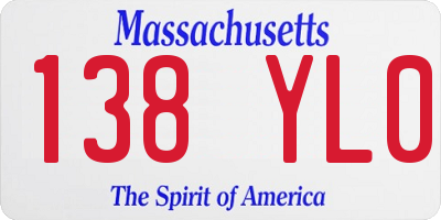 MA license plate 138YL0