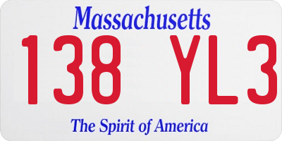 MA license plate 138YL3