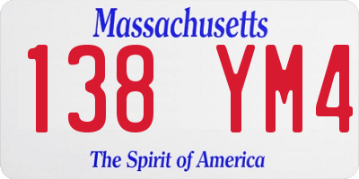 MA license plate 138YM4