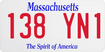 MA license plate 138YN1