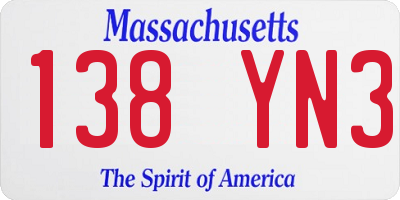 MA license plate 138YN3