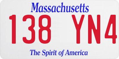 MA license plate 138YN4