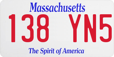 MA license plate 138YN5