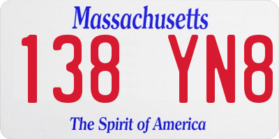 MA license plate 138YN8