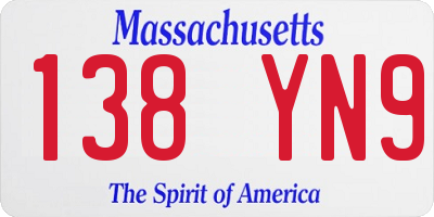 MA license plate 138YN9