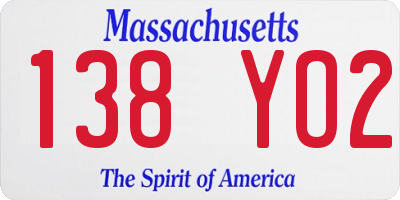 MA license plate 138YO2