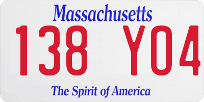 MA license plate 138YO4
