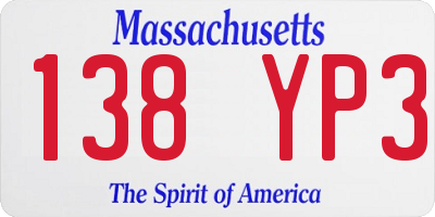 MA license plate 138YP3
