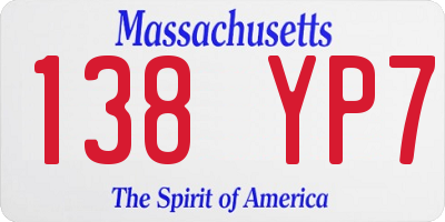 MA license plate 138YP7