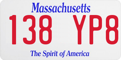 MA license plate 138YP8