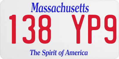 MA license plate 138YP9