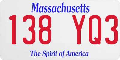 MA license plate 138YQ3